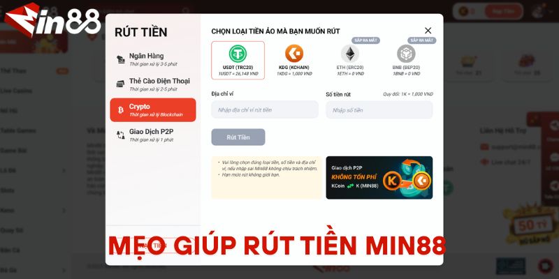 Rút Tiền MIN88 Nhanh Gọn – Nhận Tiền Chỉ Sau Vài Phút Mẹo giúp rút tiền MIN88 nhanh và không bị lỗi